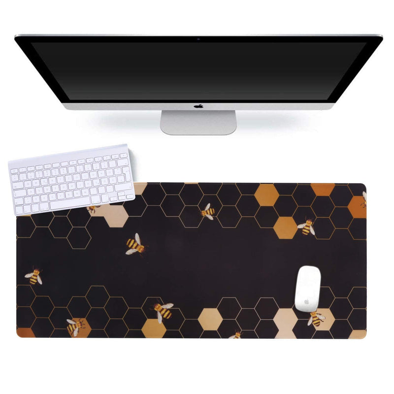[Australia - AusPower] - iCasso Extended Gaming Mouse Pad (35.4x15.7 in), Large Non-Slip Rubber Base Mousepad with Stitched Edges, Waterproof Keyboard Mouse Mat Desk Pad for Work, Game, Office, Home - Honeycomb 