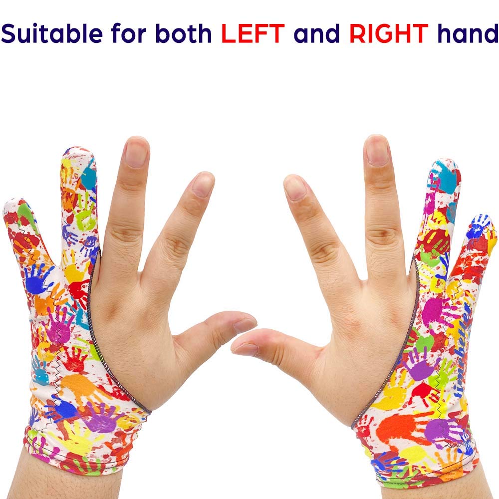 TIMEBETTER Drawing Glove M, Artist Glove for Drawing Tablet iPad, Palm  Rejection Digital Art Glove, Suitable for Left Right Hand - Colored  Handprint, 2 Pack 2-Finger, Colored Handprints