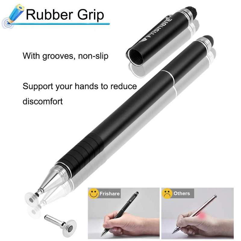 [Australia - AusPower] - Frishare Stylus Pens for Touch Screens, Universal Capacitive Stylus Pen with Ballpoint Pen Disc Fiber Mesh Tip, Writing and Drawing stylus for iPad, Tablets, iPhone - Black 1PACK-Black 