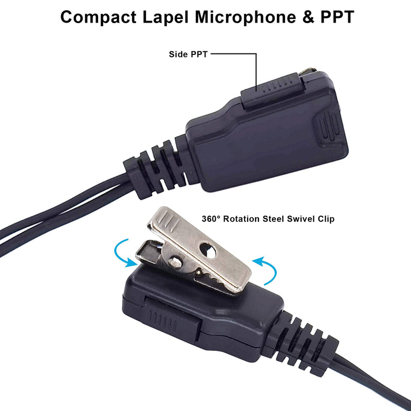 [Australia - AusPower] - RUKEY 2 pin Surveillance Kit Air Covert Acoustic Tube Earpiece Headset with PTT Mic for Motorola XTN446 XV1100 CLS1410 SV21 CP040 GP88 P040 