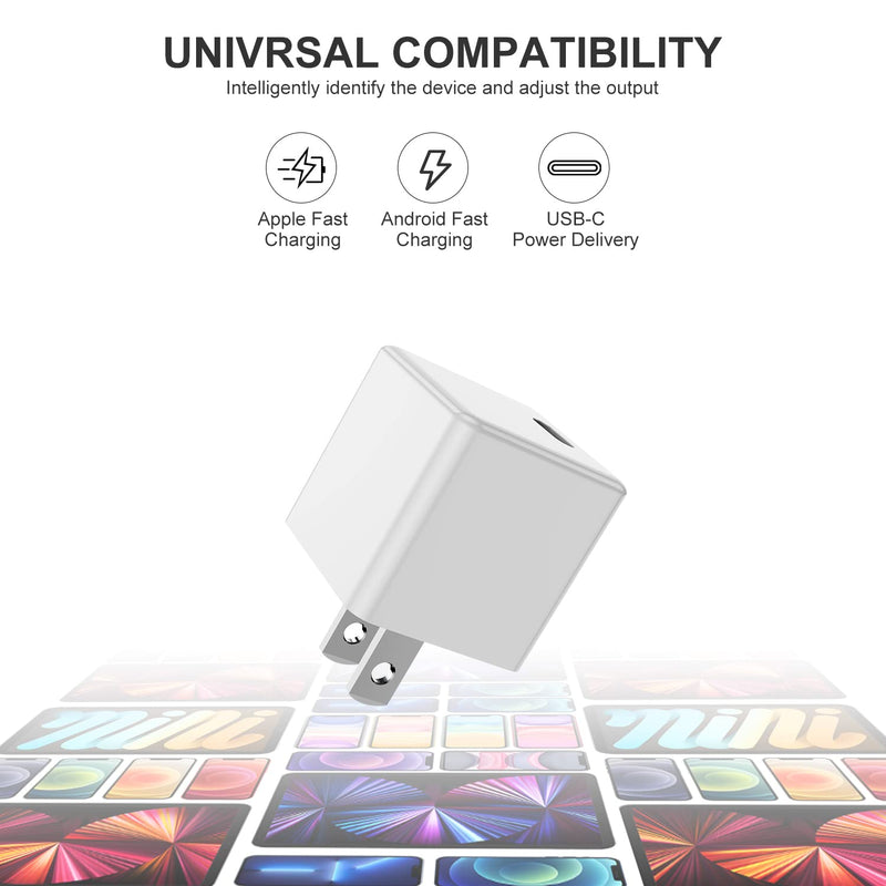 [Australia - AusPower] - iPhone 13 12 Pro Max Charger Block,【Apple MFi Certified】 20W Cube USB C Wall Charger Plug Box,Usbc Apple Power Adapter&6ft Type C to Lightning Charging,Brick for iPhone 13 Pro Max/12 Mini/12 Pro,iPad 