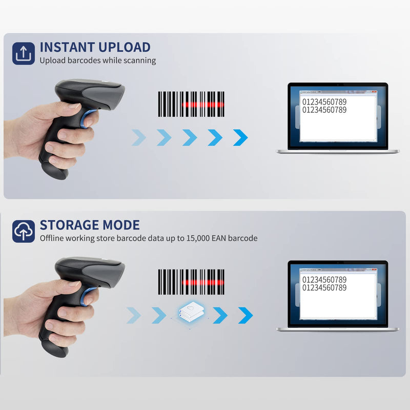 [Australia - AusPower] - SNADUU 2D QR Scanner Wireless Barcode Scanner with Stand, Automatic Bar Code Reader CMOS Supports DataMatrix PDF417 1D Screen Barcode, USB Wired POS Scanner for Windows, Mac, Linux 