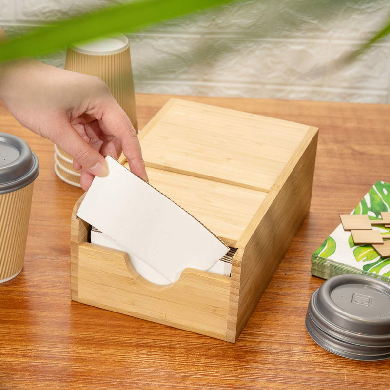 [Australia - AusPower] - Restpresso 12 x 5.75 x 3.75 Inch Coffee Cup Sleeve Dispenser, 1 Compact Coffee Sleeve Holder - Spring-Loaded Design, For Homes or Restaurants, Natural Bamboo Coffee Sleeve Organizer 