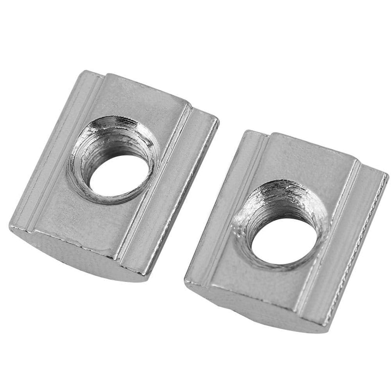 [Australia - AusPower] - 50pcs Nickel Coated T Slot Nut M4/ M5/M6/M8 Carbon Steel Silver Carbon Sliding Fastener for Aluminum Profile Accessories European Standard (EU20-M5) EU20-M5 