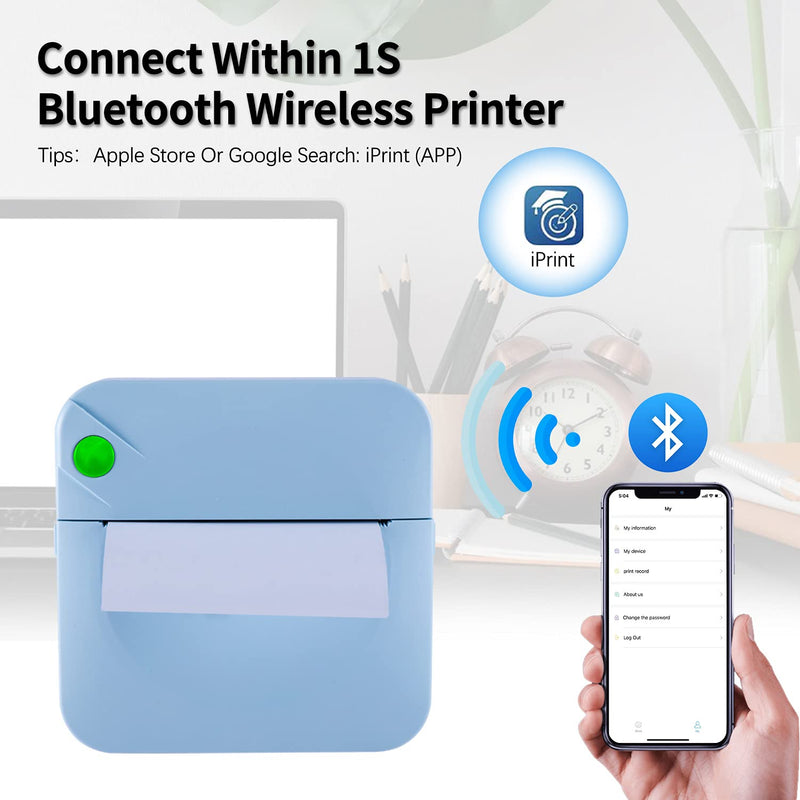 [Australia - AusPower] - EBSTL Mini Pocket Photo Printer for iPhone Android Pocket Printer Label Printer Portable Bluetooth Picture Thermal Printer for Printing Photo Label to-Do Lists Journal Scrapbook Blue 