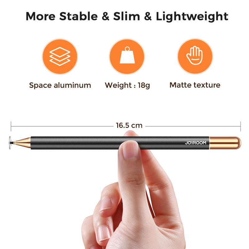 [Australia - AusPower] - joyroom Capacitive Stylus Pen for Touch Screens, Disc Tip and High Sensitivity, with Replacement Tips, for Kid Student Drawing, Writing, for Touch Screen Devices Tablet, Smartphone, iPad Pen 