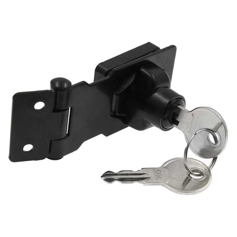 [Australia - AusPower] - Kyuionty 2Pcs Keyed Hasp Locks 2.5 Inch Twist Knob Keyed Locking Hasp, Metal Safety Hasp Latches Keyed Different for Small Doors, Cabinets (Black) Black 