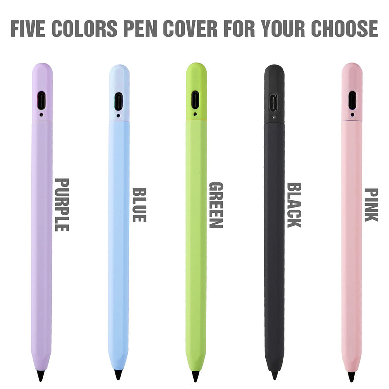 [Australia - AusPower] - Case for Stylus Pen Silicone Stylus Pen Cover Holder Anti-Slip Stylus Pen Sleeve Compatible with Type C Charging Port Stylus Pen black 
