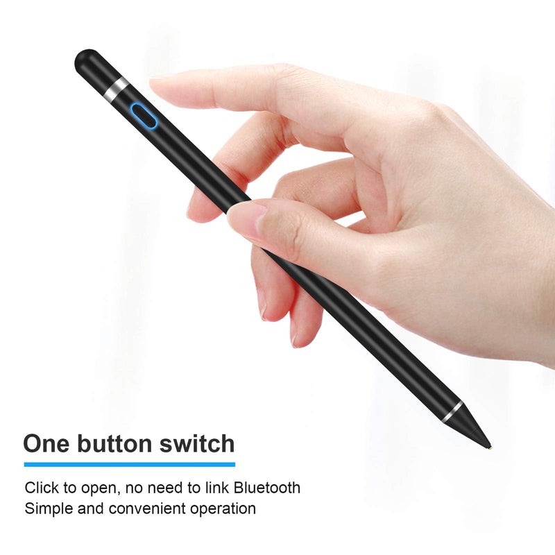 [Australia - AusPower] - Stylus Digital Pen for Touch Screens, Active Pencil Fine Point Compatible with iPhone iPad and Other Tablets for Handwriting and Drawing (Black) Black 