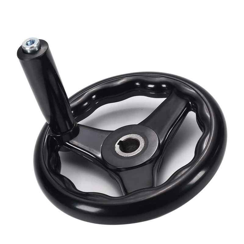 [Australia - AusPower] - 3 Spoke Hand Wheel with Revolving Handle Black Round Three Handwheel 16x160mm for Lathe Milling Machine 1pcs 16*160mm 