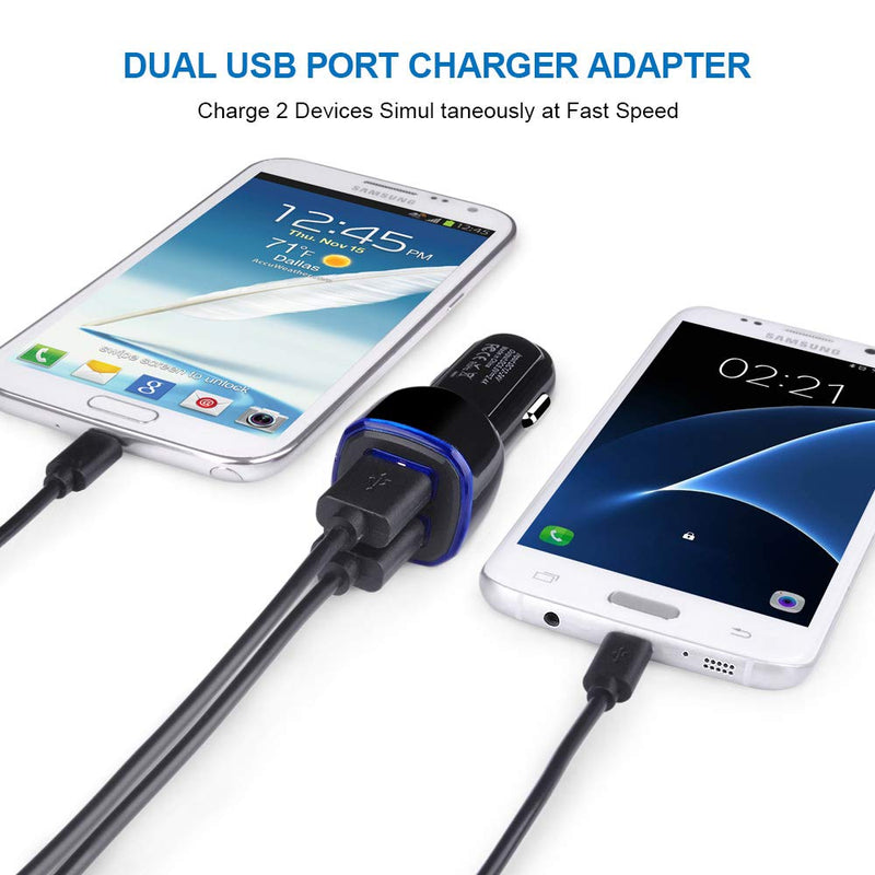 [Australia - AusPower] - Car Charger, 2.4A 12W AndHot 2 Pack Mini Dual Port USB Car Charger Adapter Plug for iPhone 13 12 SE 11 Pro Max XR XS X 8 7 6S Plus, iPad, Samsung Galaxy S22 S21 S20 S10 Note 20 A21, LG, Moto, Android 