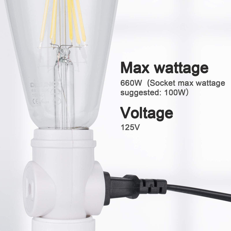 [Australia - AusPower] - DiCUNO UL Listed E26 to 2 Polarized Outlet Socket Adapter, Standard (Medium) E26 Base Light Bulb to 2-Prong Outlet Plug Splitter Converter, White, 2-Pack 