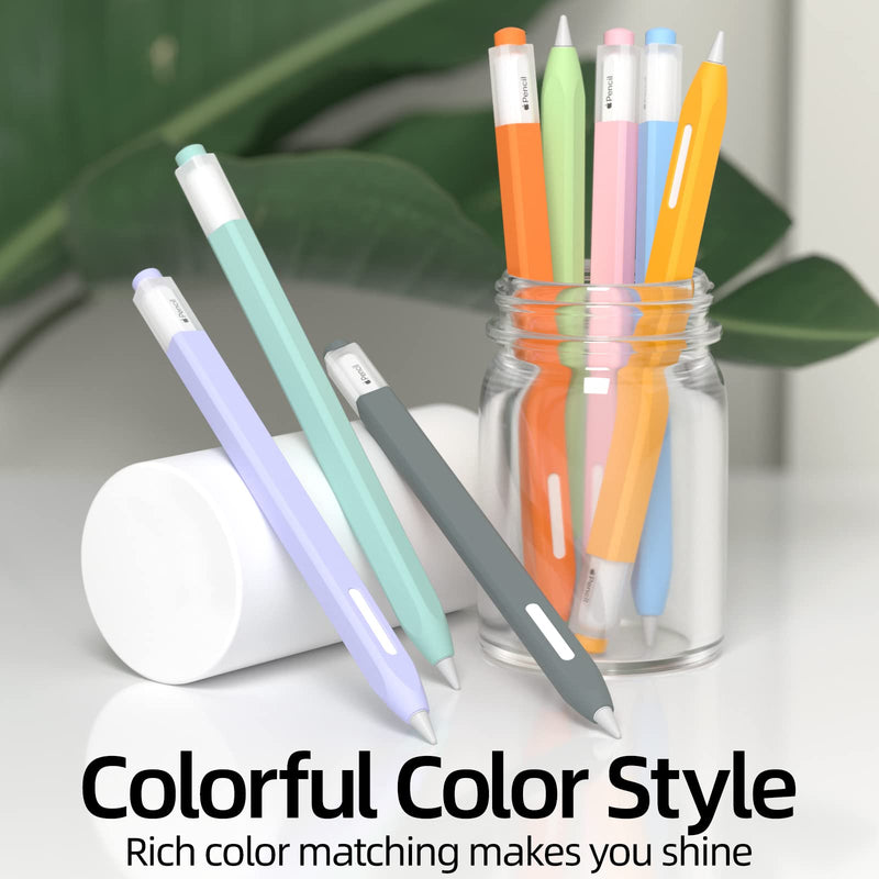 [Australia - AusPower] - JOOSKO [3 Pack] Pencil Case for Apple Pencil 2nd Generation Case, Classic Design, Durable Silicone Case, [with 10 Silicone Tip Cover], for Apple Pencil 2nd Generation. (Gray, Dark Green, Purple) Gray, Dark Green, Purple 