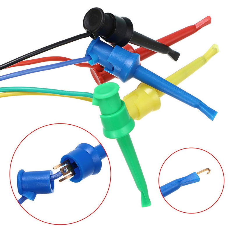 [Australia - AusPower] - Sumnacon 10 Pcs Multimeter Electrical Test Dual Lead Test Hook Clips - 5 Colors Silicone Minigrabber to Minigrabber Flexible Test Cables for Electronic, Component, Testing Connecting 