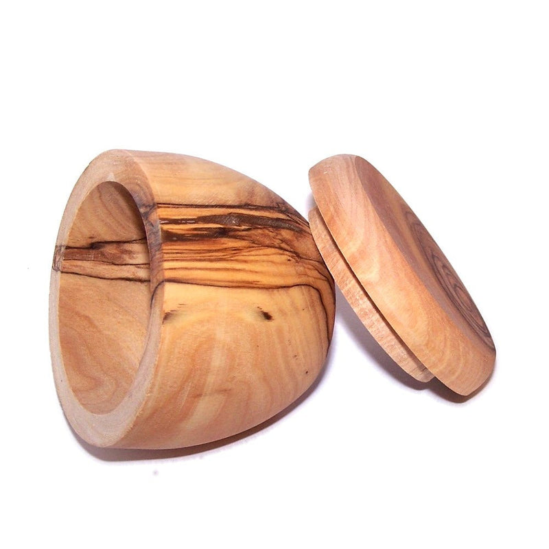 [Australia - AusPower] - Handcrafted olive wood Salt/Sugar keeper (3" in diameter) - Asfour Outlet Trademark 