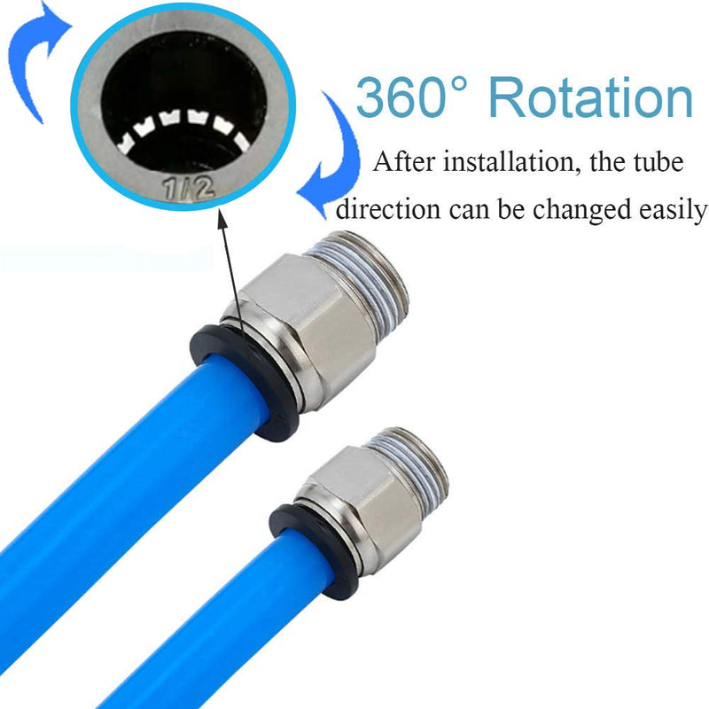 [Australia - AusPower] - Jienk 5PCS Pneumatic Male Straight 1/2" Tube OD x 3/8" NPT Thread Push to Connect Air Fittings, Quick Connector for Air Ride Air Horn Air Compressor 1/2"OD x 3/8"NPT 5 