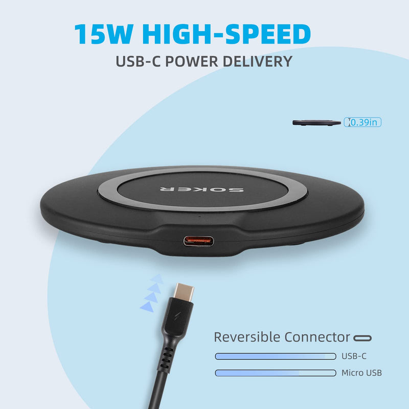 [Australia - AusPower] - Wireless Charger 15W, Wireless Fast Charging Pad Compatible with Samsung Galaxy S8/S9/S7/S7 Edge/S6/S6 Edge/Note 5/Note 8, iPhone13/13pro/12/11/XR/XS/X/8/8Plus 