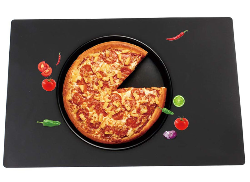 [Australia - AusPower] - KimTin 23.62" by 15.75" Extra Large Mulitpurpose Silicone Placemat,Countertop Protector, Kitchen Counter Mat, Table Mat, Heat Resistant, Washable, Non Slip mat (Black)… 23.62 x 15.75 inch Black-1pcs 