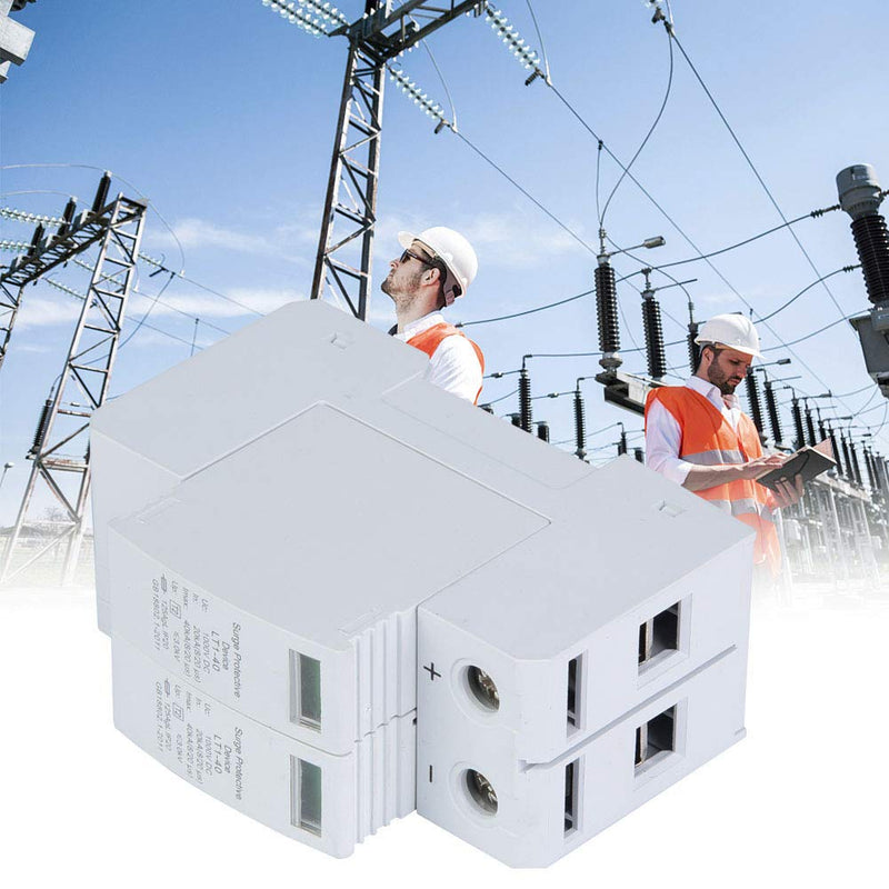 [Australia - AusPower] - Surge Protective Device, 2P Surge Protective Arrester Device Home Lightning Protection DC Photovoltaic Lightning Protector Low Voltage Arrester, 2P Guide Rail Mounting (2P40KA) 2P40KA 