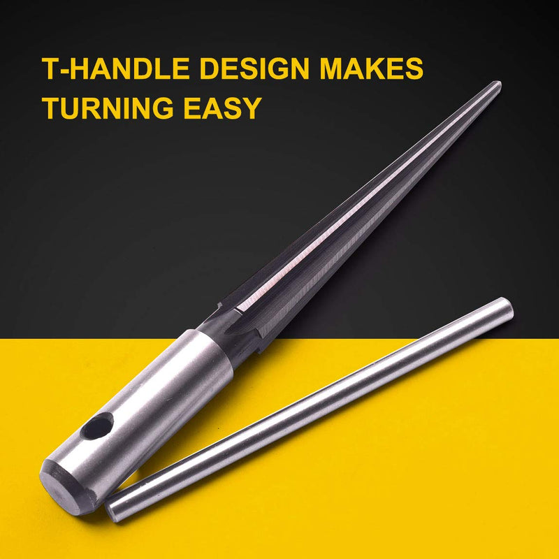 [Australia - AusPower] - ATOPLEE T Handle Reamer, Tapered Straight Flute Handle Hole Pipe Reaming Tool for Wood Latches/Guitar/Woodworker/Luthier/Repairman Maintenance,1/8-1/2 inch(3.18-12.7mm) 