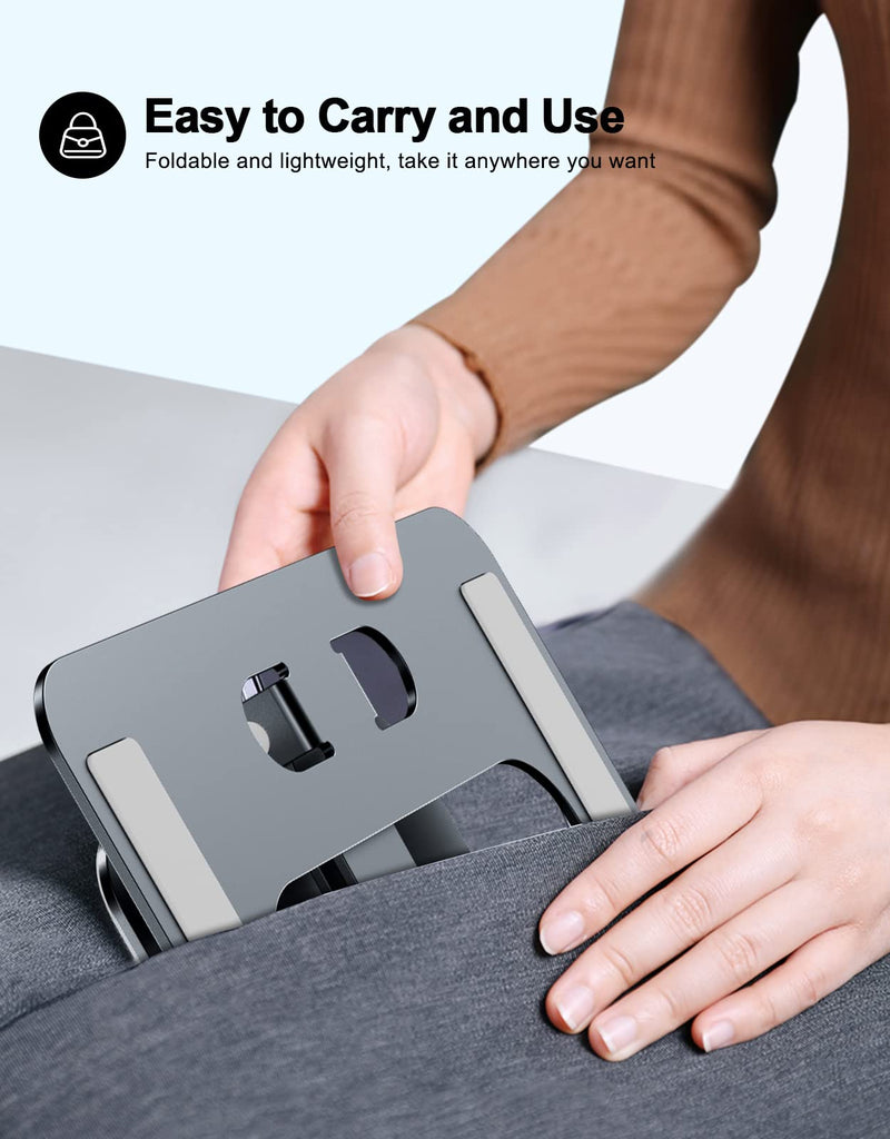 [Australia - AusPower] - RIWUCT Foldable Laptop Stand, Height Adjustable Ergonomic Computer Stand for Desk, Ventilated Aluminum Portable Laptop Riser Holder Mount Compatible with MacBook Pro Air, All Notebooks 10-16" - Gray 