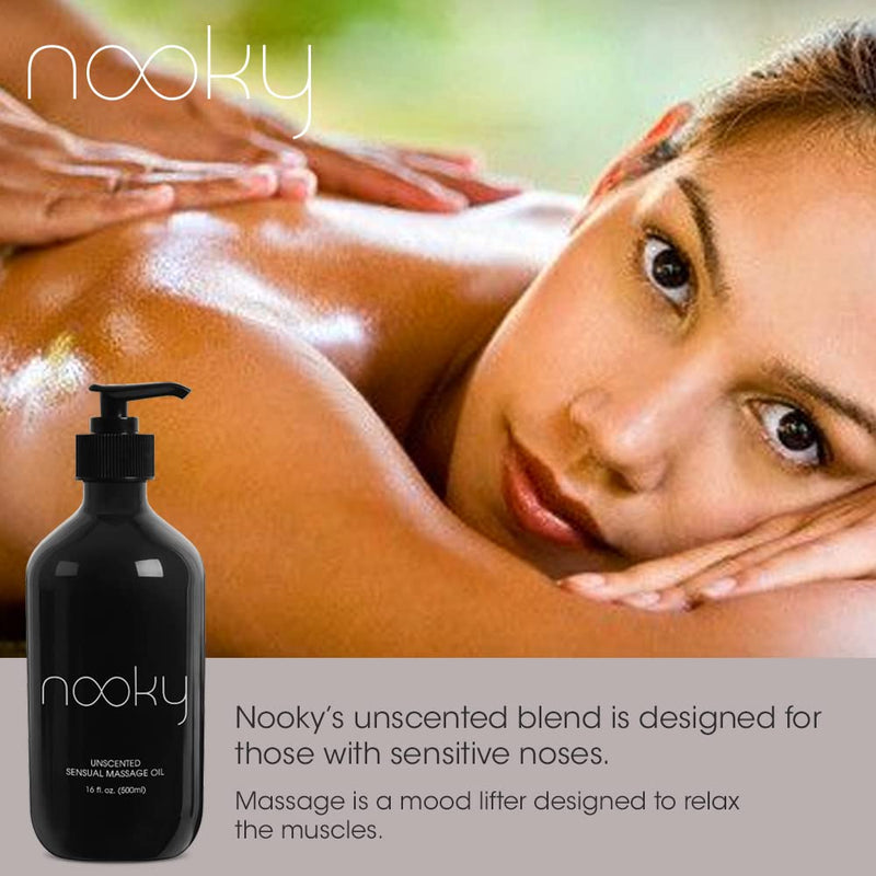[Australia - AusPower] - Nooky Massage Oil with Fractionated Coconut Oil for Massaging 16 Ounce (Unscented) Unscented 