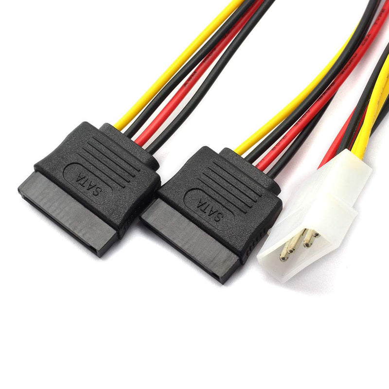 [Australia - AusPower] - SDTC Tech 4 Pin Male IDE Molex to 15 Pin Female Dual SATA Power Splitter Adapter Cable 18AWG Copper Serial ATA Hard Drive Extension Cable (20cm) - 2 Pack Molex Male to dual SATA female 