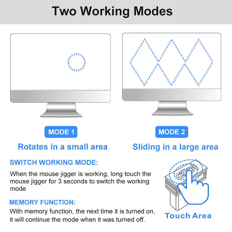 [Australia - AusPower] - Mouse Jiggler, COOIDEA Mini Undetectable Mouse Mover with ON/Off Touch Switch, USB-C Adapter ,2 Jiggle Modes, Driver-Free, Plug-and-Play Keeps Computer/Laptop Awake,Black. 