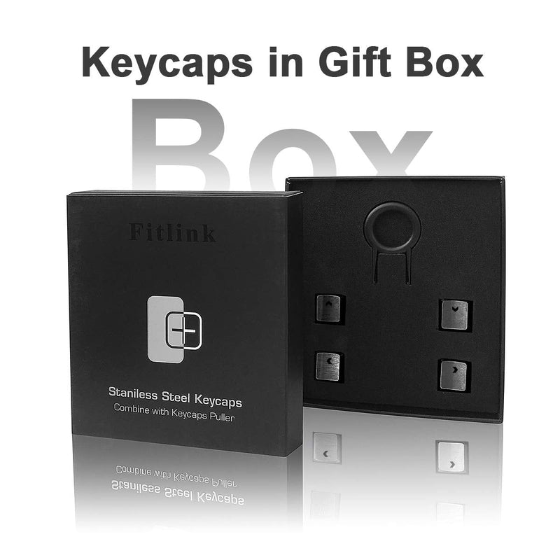 [Australia - AusPower] - Fitlink Stainless Steel Metal Keycaps with Key Puller for Mechanical Keyboard Cherry Mx Switch(Direction Keys,Black) Black 