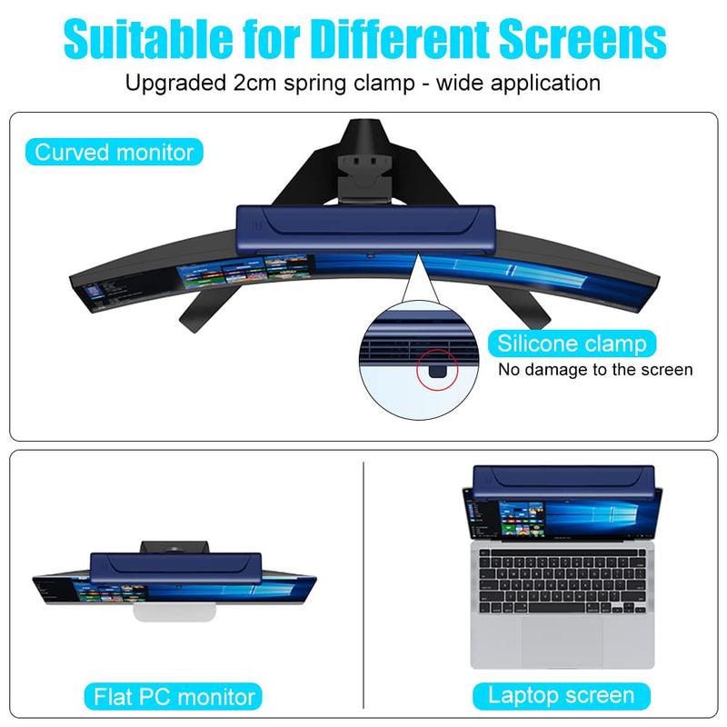[Australia - AusPower] - NORMIA RITA Clip On Computer Fan, Bladeless Monitor Clip On Fan Personal Cooling Fan for Office, Quiet USB Desk Fan Small Tower Fan for Desk, Suitable for Flat and Curved Monitor, Laptop Navy 
