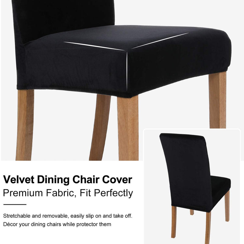 [Australia - AusPower] - Smiry Velvet Stretch Dining Room Chair Covers Soft Removable Dining Chair Slipcovers Set of 2, Black 