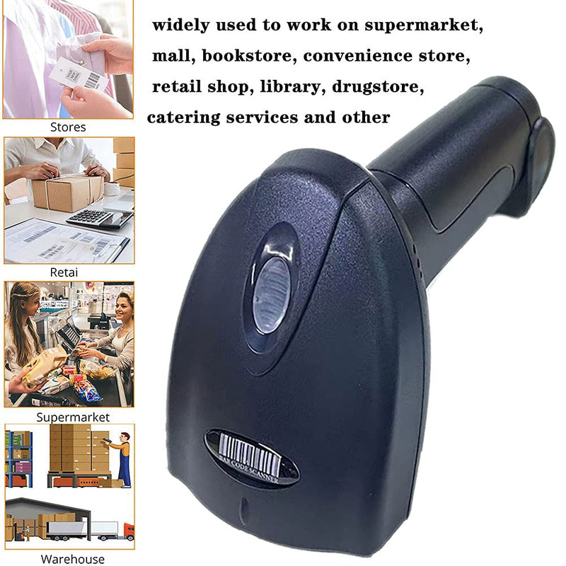 [Australia - AusPower] - 2D QR Barcode Scanner Wireless, Handheld Wired 1D Bar Code Reader USB Support Screen Scan, Automatic CMOS Image Scanner for Computer POS System Supermarket Retail 