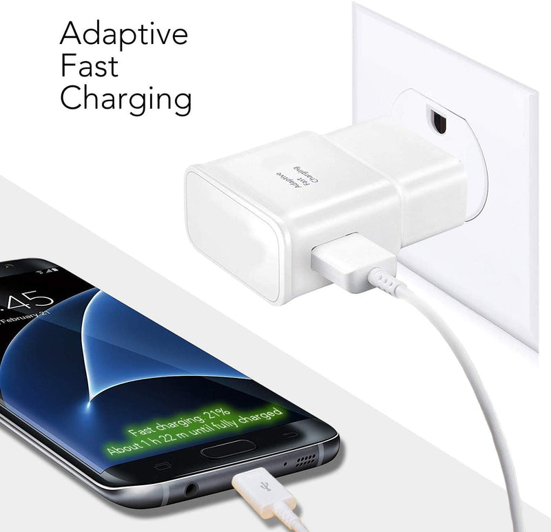 [Australia - AusPower] - Samsung Wall Charger Adaptive Fast Charger Kit for Samsung Galaxy S7/S7 E/S6/S6 E/Note5/4 /S4/S3, USB 2.0 True Digital Fast Charge Kit (Wall Charge + Micro USB Cable) White 