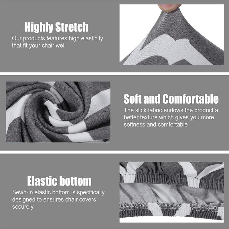 [Australia - AusPower] - SearchI Stretch Bar Stool Covers Set of 4, Stretch Removable Washable Printed Bar Stool Chair Covers, Counter Height Chairs Covers for Kitchen Dining Room Cafe Furniture Rhombus Grey 