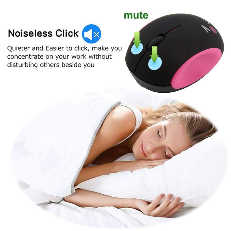 [Australia - AusPower] - 3C Light 2.4GHz Wireless Mouse Cute Small Silent Mouse Portable Mini Rechargeable Optical Mice Cartoon Computer Mouse 3 Buttons Cordless Mouse for Laptop Desktop PC Notebook (Red) Red 