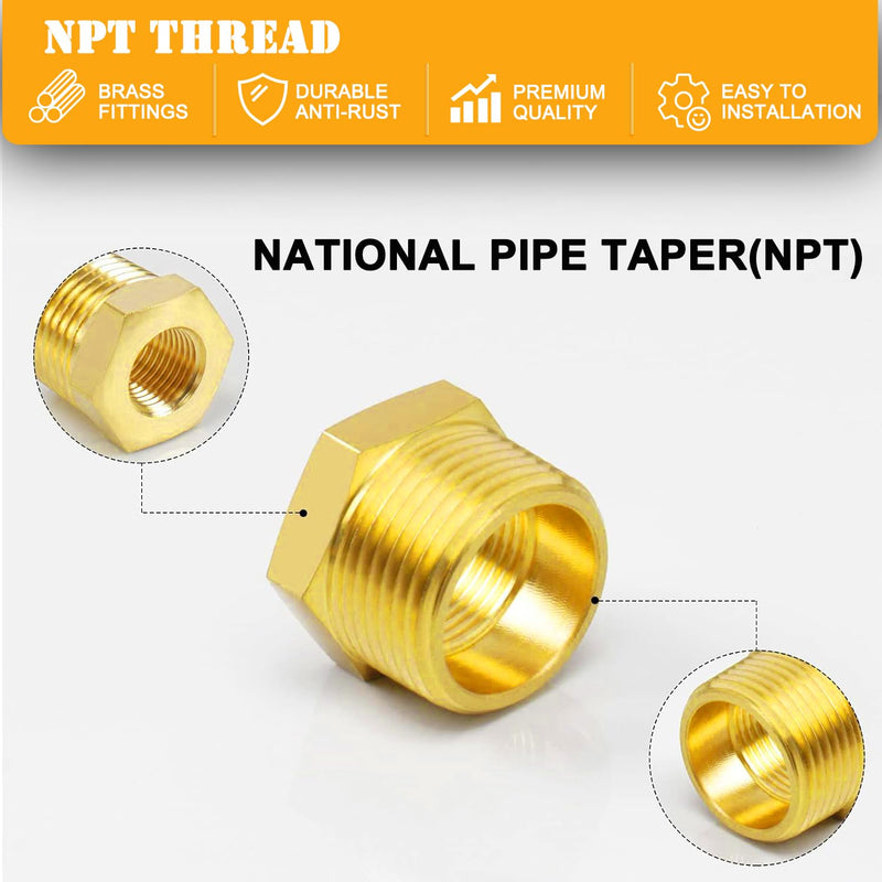 [Australia - AusPower] - CAMNWAMN 10PCS 1/4" Brass Pipe Fittings Kit, 0-60PSI Pressure Gauge, Ball Valve, Hex Nipple, Hex Coupling, Tee and Hex Bushing 1/4" - 1/8" & 3/8" - 1/4" (Pressure Gauge Kit) 