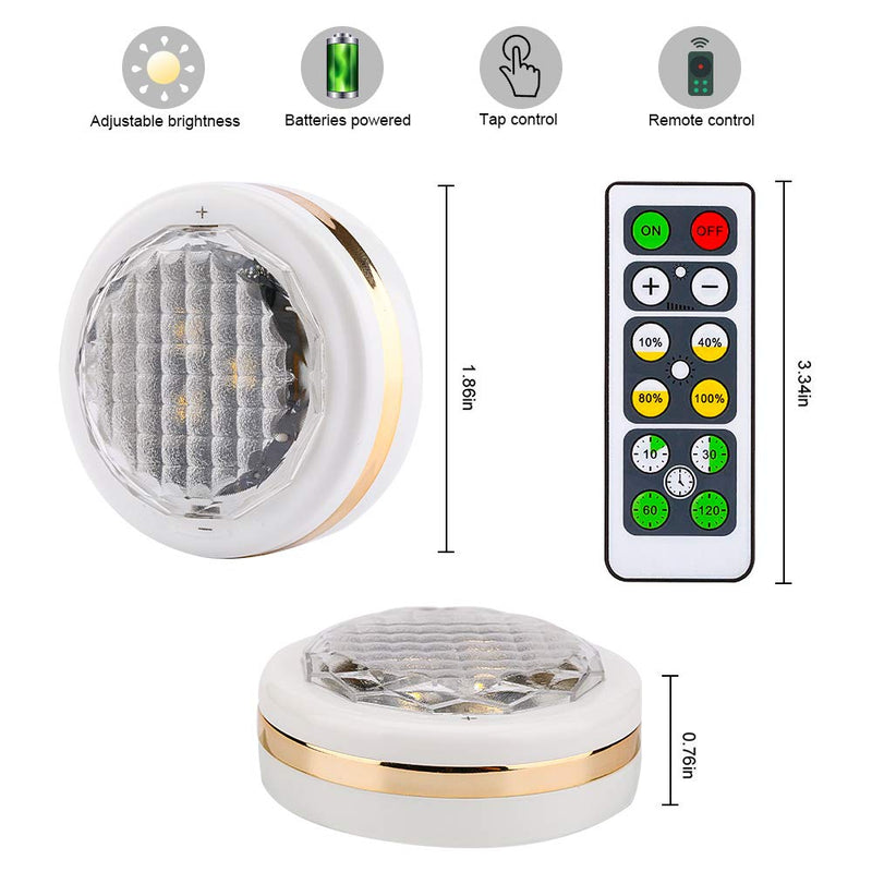 [Australia - AusPower] - LEASTYLE Wireless LED Puck Lights with Remote Control 6 Pack, LED Under Cabinet Lighting,Puck Lights Battery Operated, Closet Light, Under Counter Lighting, Stick On Lights Gold Circle 