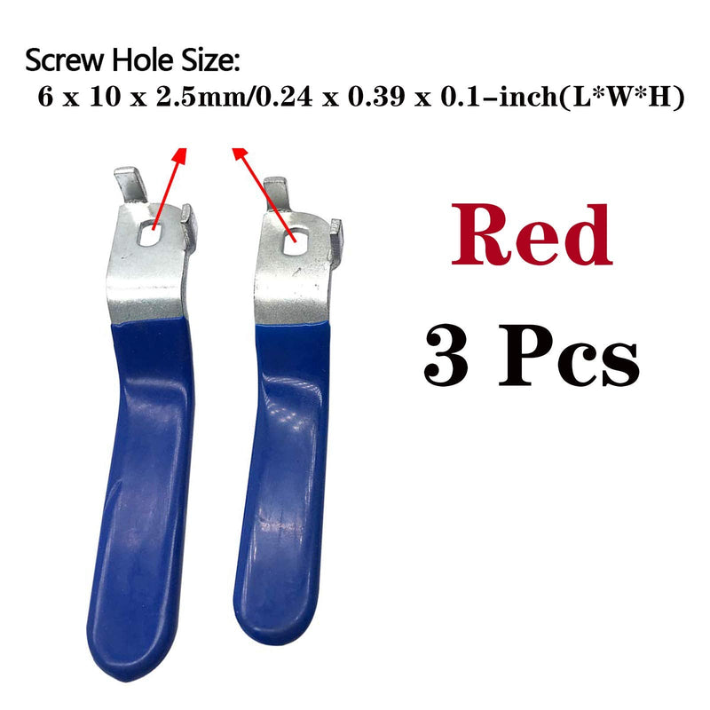 [Australia - AusPower] - 3 Pcs Red Valve Handle Hole Size 6x10mm,Hole Thickness 2.5mm,Total length 120mm（6x10x2.5mm） 3 Pcs 