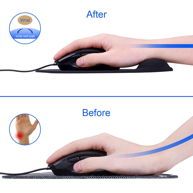 [Australia - AusPower] - JIKIOU 2 Pack Mouse Pad, Ergonomic Mouse Pad with Gel Wrist Rest Support, Comfortable Wrist Rest Mouse Pad with Non-Slip PU Base for Computer Laptop Home Office Travel, Small Size, 9 x 7.5 inch, Black 
