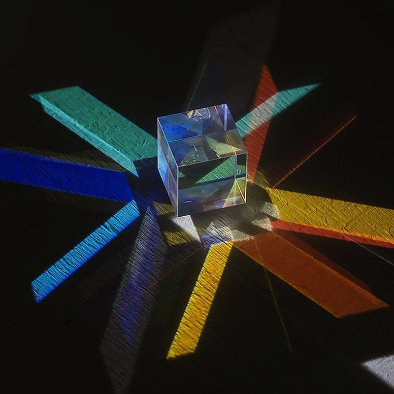 [Australia - AusPower] - F-ber 1Pcs 2 x 2 x 1.7cm Colorful Optical Glass RGB Dispersion Cross Dichroic Cube Prism X-Cube for Physics Teaching Research Decoration Art Education 2cm x 1.7cm/0.8'' x 0.8'' x 0.67" 