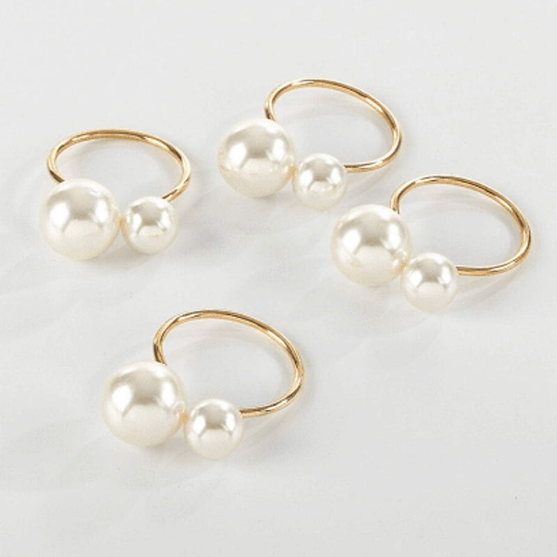 [Australia - AusPower] - Pearl Napkin Rings Set of 12, Gold Serviette Buckle Holder for Easter, Family Gathering, Dinner Party, Wedding Decor, Napkin Ring for Christmas, Thanksgiving Day, Friends and Family (2 Gold Pearls) 2 Gold Pearls 
