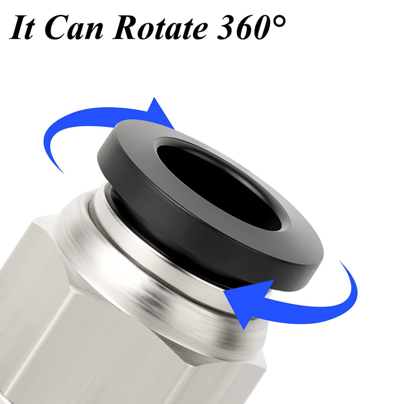 [Australia - AusPower] - TAILONZ PNEUMATIC Straight 8mm Tube OD x 1/4 Inch G Thread Push to Connect Fitting with Sealing Ring PCG8-02 (Pack of 10) 8mm OD x 1/4 BSP 