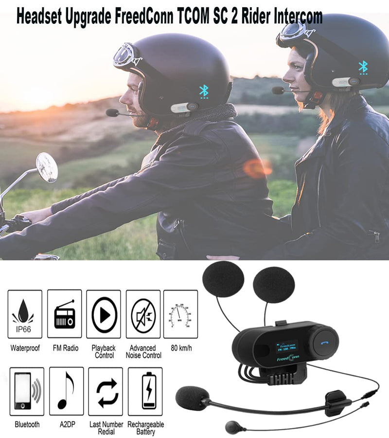 [Australia - AusPower] - Motorcycle Bluetooth Headset,FreedConn Bluetooth Motorcycle Headset TCOM-SC, Waterproof Intercom Helmet Communication Intercom Systems, LCD Screen 800M Two-Way Interphone with FM Radio (1 Pack) T-COMSC(1 pack) 