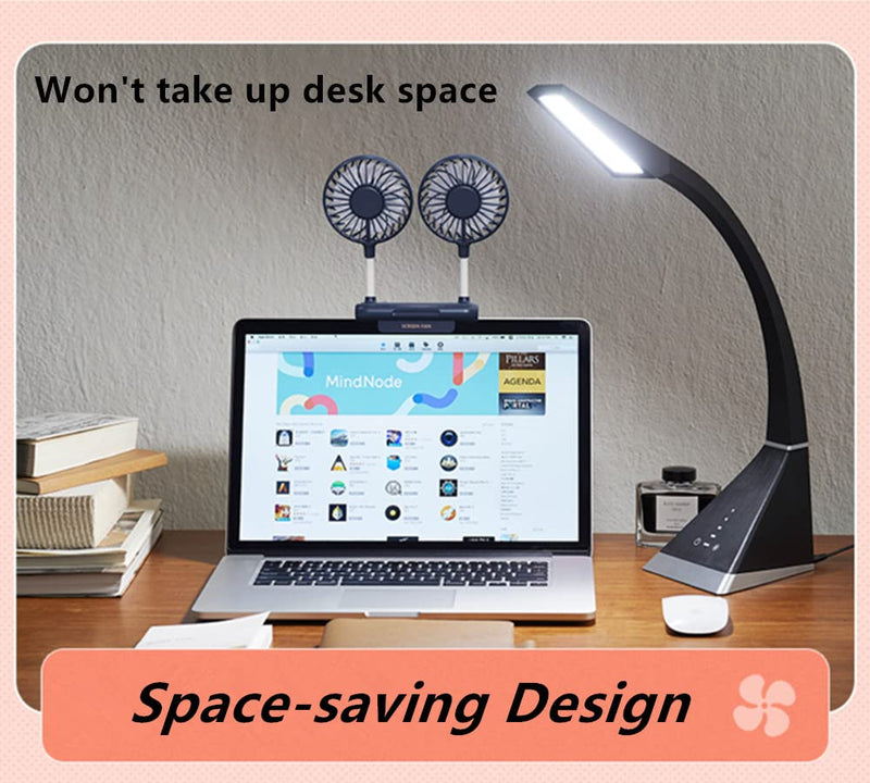 [Australia - AusPower] - Desktop Fan, THRRLY Monitor Clip on Fan with 2 Fan Heads, 3 Speeds Office Desk fan USB Powered Cooling Fan with Sturdy Adjustable Clamp, Strong Wind Quiet Personal USB Small Fan for Laptops, Desktop. Dark Blue 