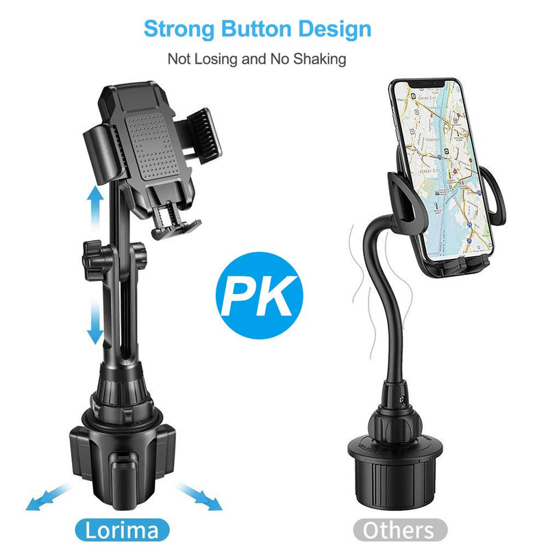 [Australia - AusPower] - Lorima Cup Phone Holder for Car, [Easy to Install & Height Adjustable], Cup Holder Phone Mount for iPhone Samsung and All 4-6.7in Cell Phones,Cup Holder Phone Holder for Cars/SUVs/Trucks 