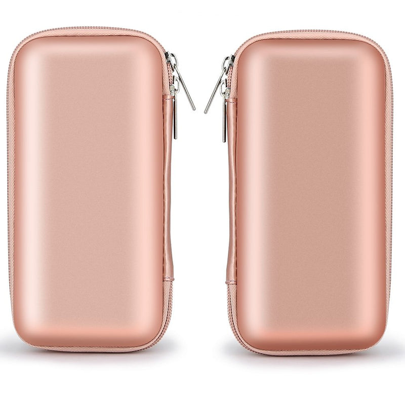 [Australia - AusPower] - iMangoo Shockproof Carrying Case Hard Protective EVA Case Impact Resistant Travel 12000mAh Bank Pouch Bag USB Cable Organizer Earbuds Pocket Accessory Smooth Coating Zipper Wallet Rose Gold 