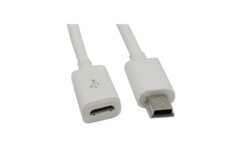[Australia - AusPower] - zdyCGTime Micro USB to Mini USB Extension Cable Micro USB Female to Mini USB Male Charging & Sync Adapter Cable Cord(2 Pack White) 