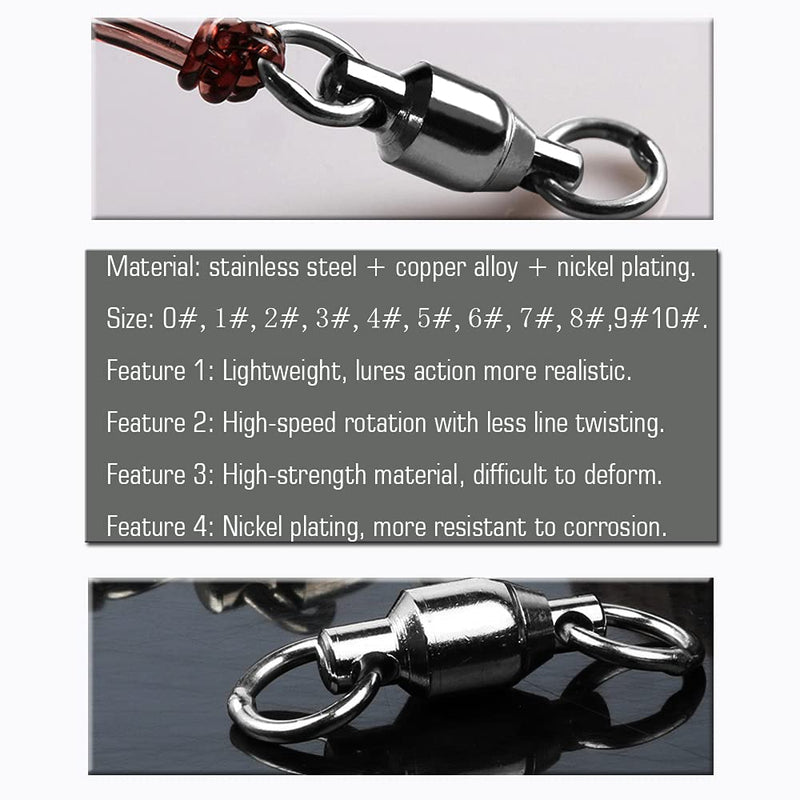 [Australia - AusPower] - AMYSPORTS Barrel Ball Bearing Swivel Saltwater Stainless Rolling Fishing Swivel Steel High Strength Fishing Swivels Connector Solid Welded Rings Black Nickel Size 0+0 (31lb) 50 pcs 