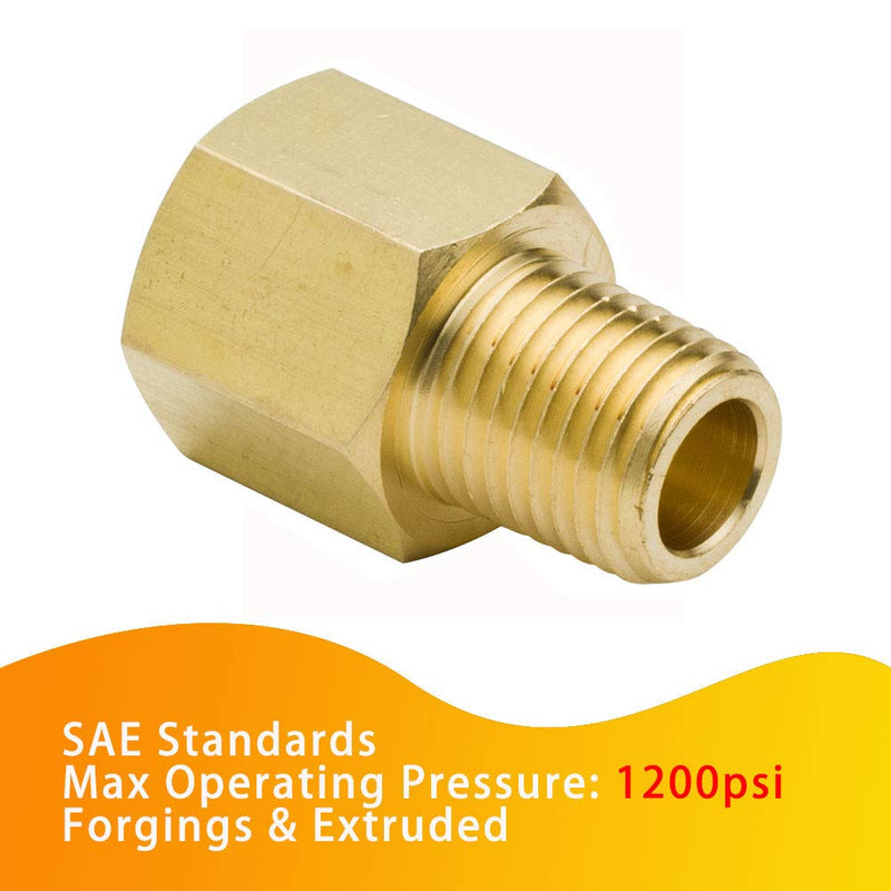[Australia - AusPower] - Legines Brass Pipe Fitting, NPT Adapter 1/4" Female to 1/8" Male Reducing Adaptor 1200psi High Pressure (Pack of 2) 1/4" Female x 1/8" Male 