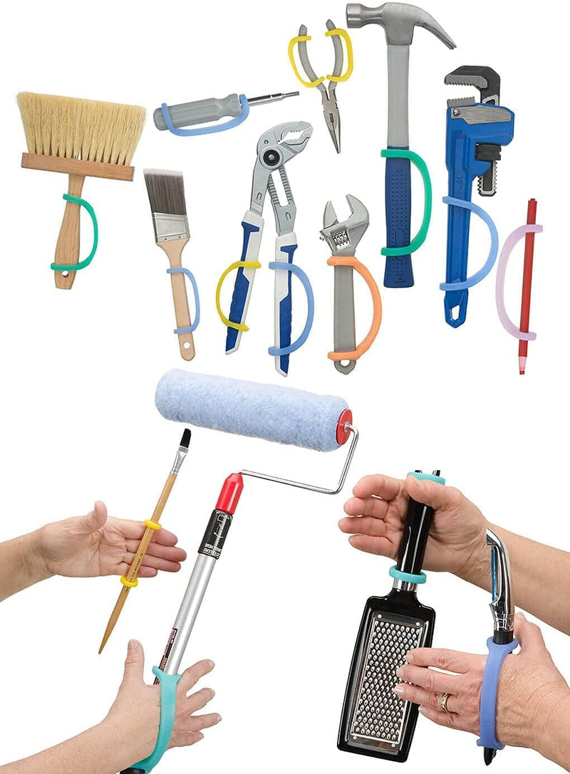 [Australia - AusPower] - EazyHold Silicone Universal Cuff Aid for Limited Hand Grip, Cerebral Palsy, Therapy, Adaptive Eating Tableware Spoon Fork Holder, Disabled Assistive Equipment (Youth to Adult-5 Pack) Youth to Adult 5 Count (Pack of 1) 